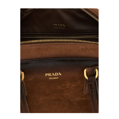 Bowling Medium Suede Bag Brown