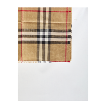 Giant Check Wool and Silk Scarf