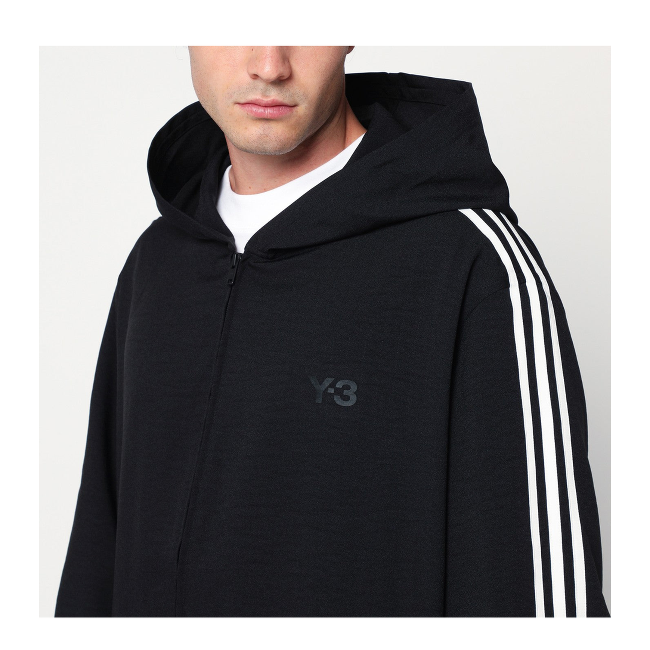 MAYFEYR - Adidas & Y3 - 3 Stripes Black Zip Cardigan - JW7354PLBLK