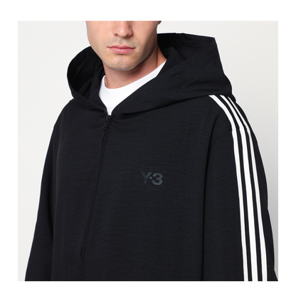 MAYFEYR - Adidas & Y3 - 3 Stripes Black Zip Cardigan - JW7354PLBLK