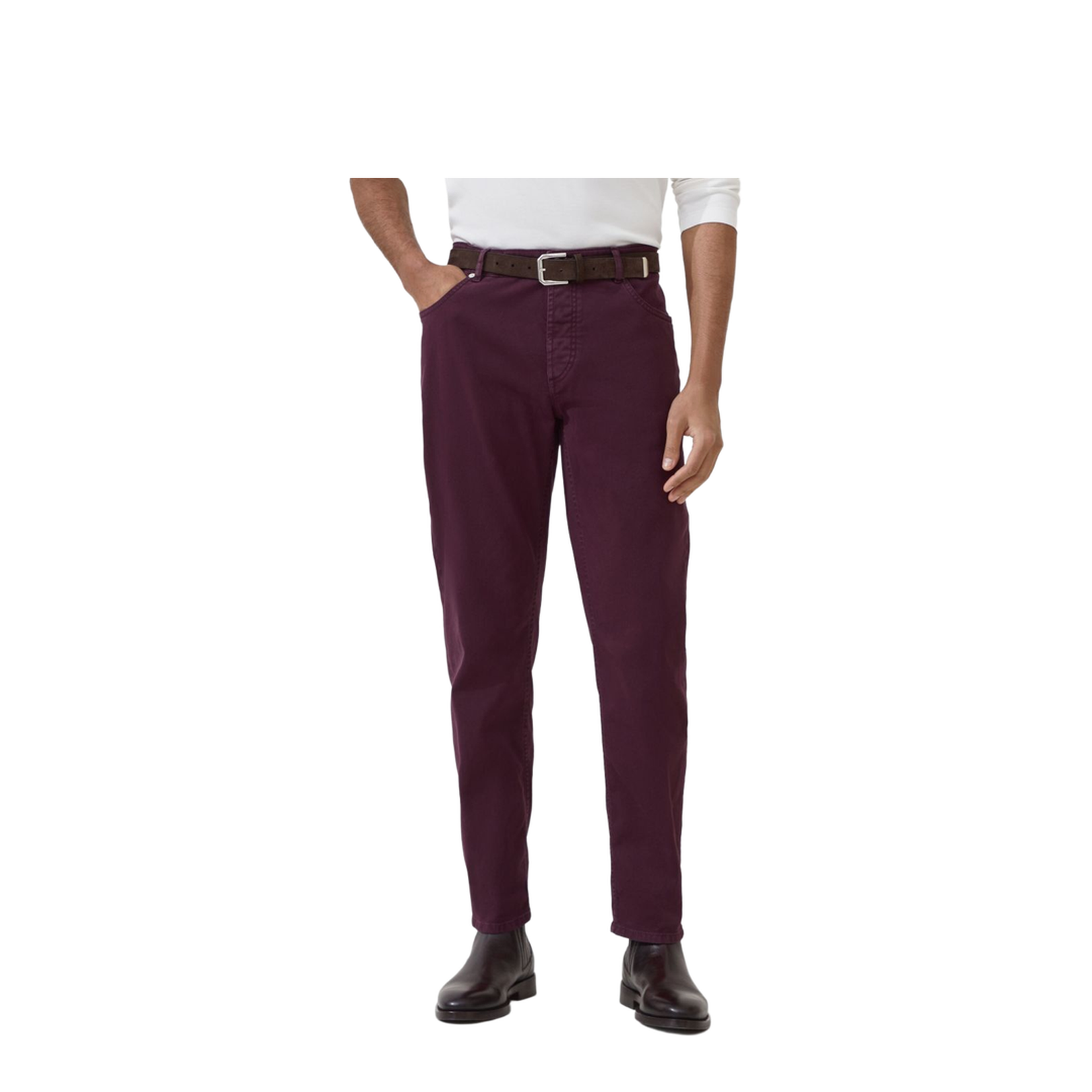 Chino Cotton Trousers in Bordeaux