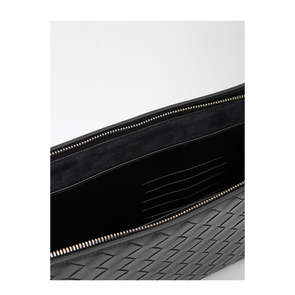 Intrecciato Leather Pouch - Black