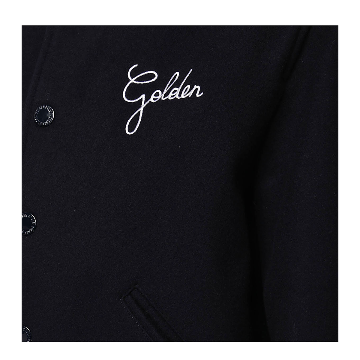 Black Virgin Wool Embroidered-Logo Bomber Jacket