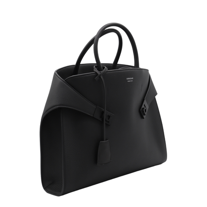 Black Leather Top Handle Bag
