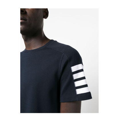 MAYFEYR - Thom Browne - Short Sleeve Tee With 4 Bar Stripe In Milano Cotton - MJS246A07323415