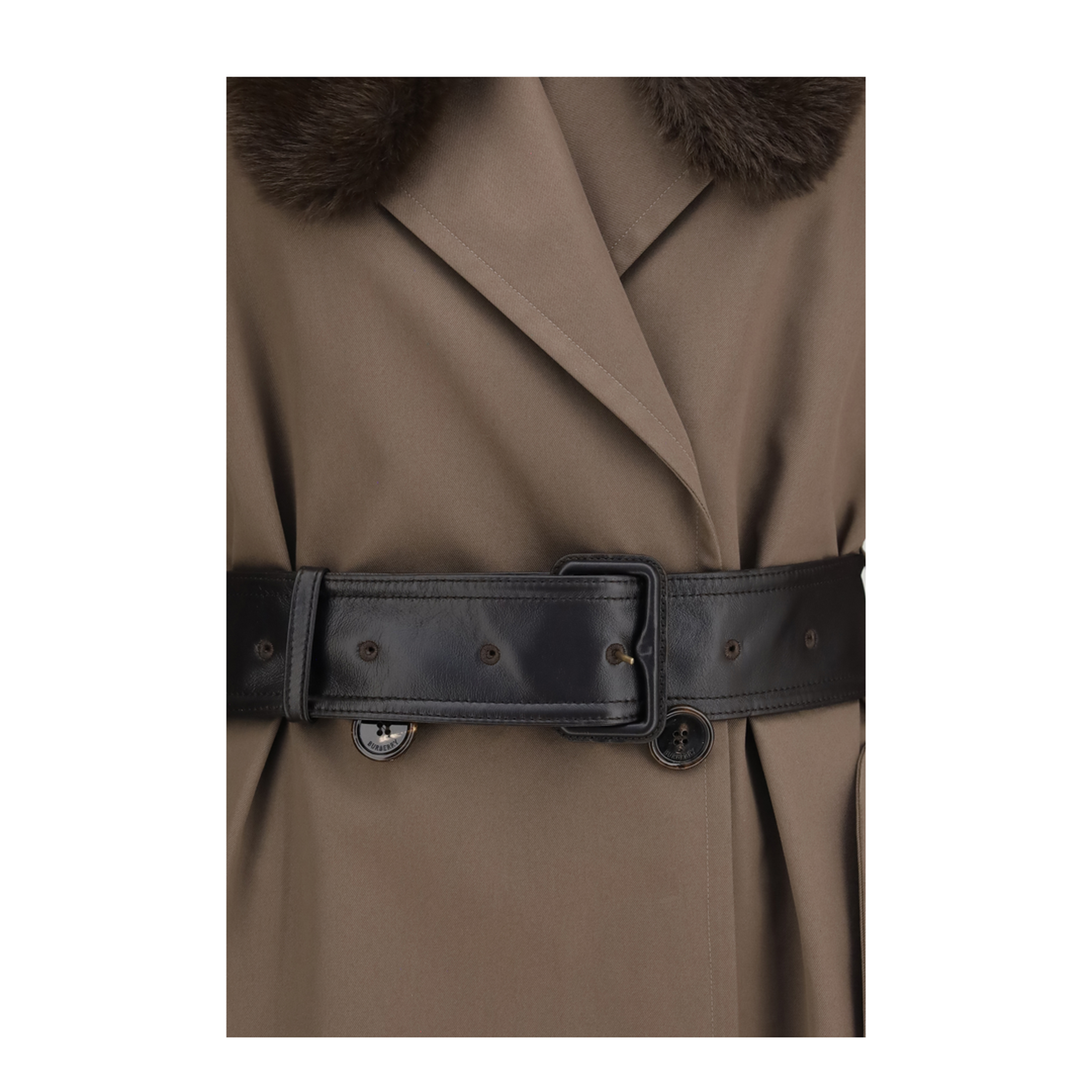 MAYFEYR - Burberry - Long Cotton Trench Coat With Buffalo Leather Collar - 8132302C6480