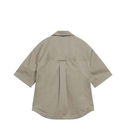 MAYFEYR - Ami Paris - Beige Cotton Short Sleeve Camp Collar Wide Shirt - USH811CO0214A036