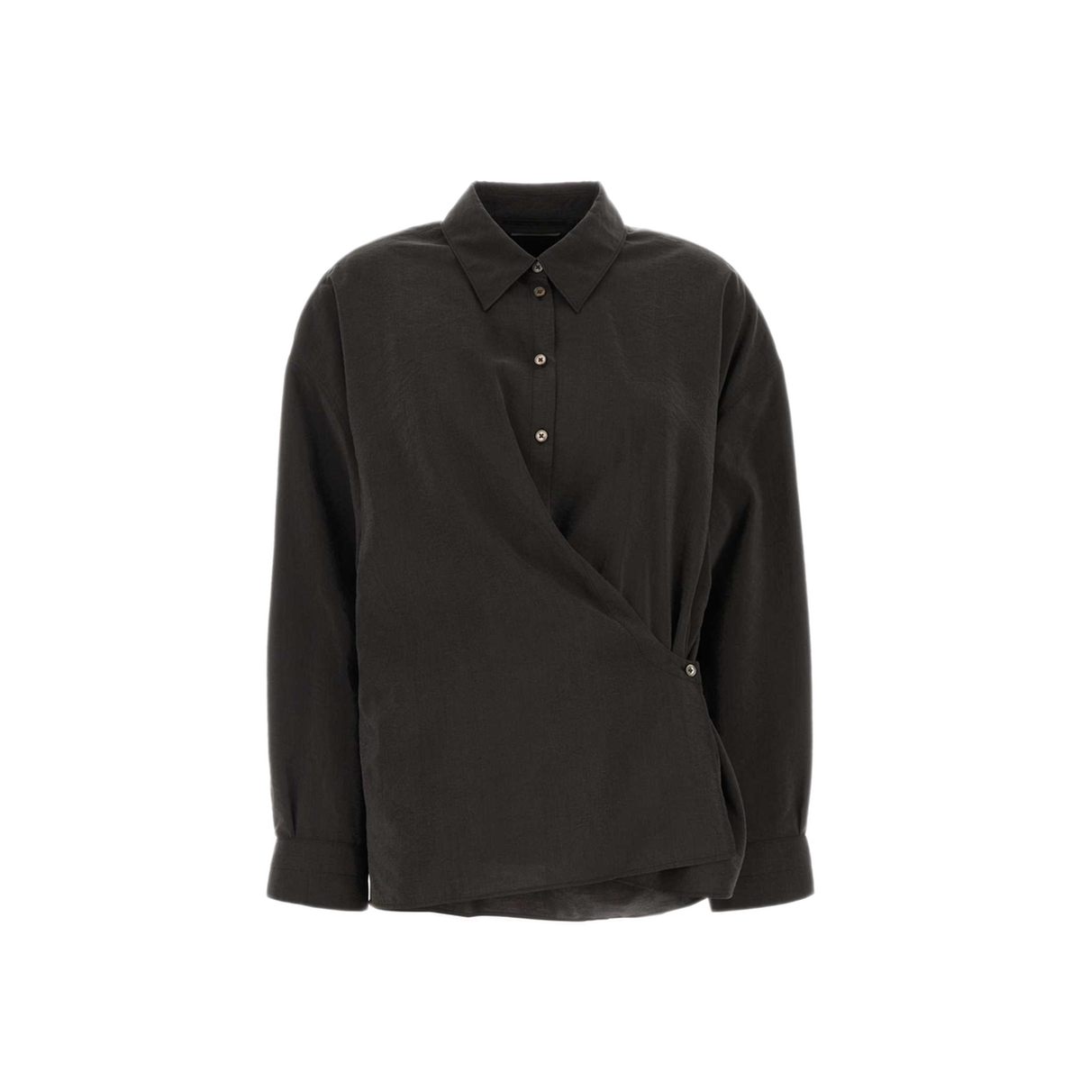 Licorice Straight Collar Twisted Shirt