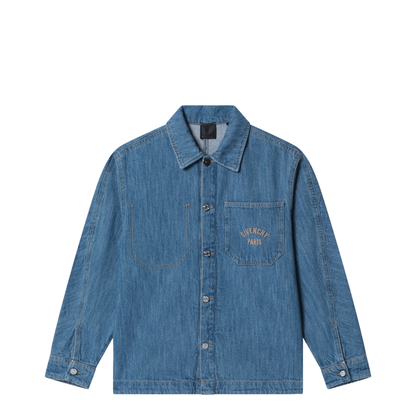 Blue Denim Shirt with Logo Embroidery