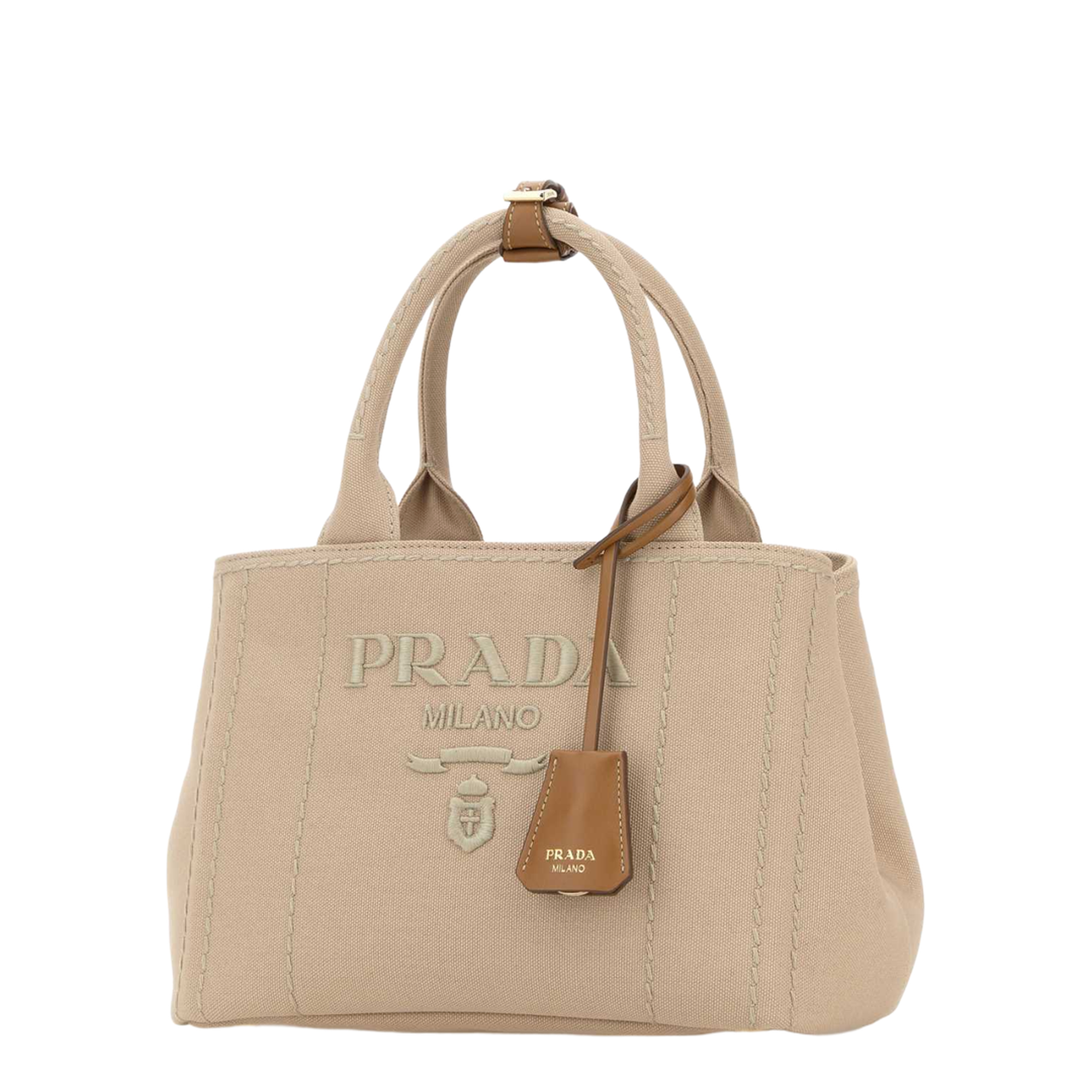 MAYFEYR - Prada - Beige Canvas Small Jardinière Handbag - 1BG464V8OKRCYAF0065