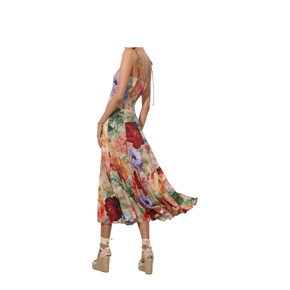 Paneled Midi Dress In Storm Floral Lg