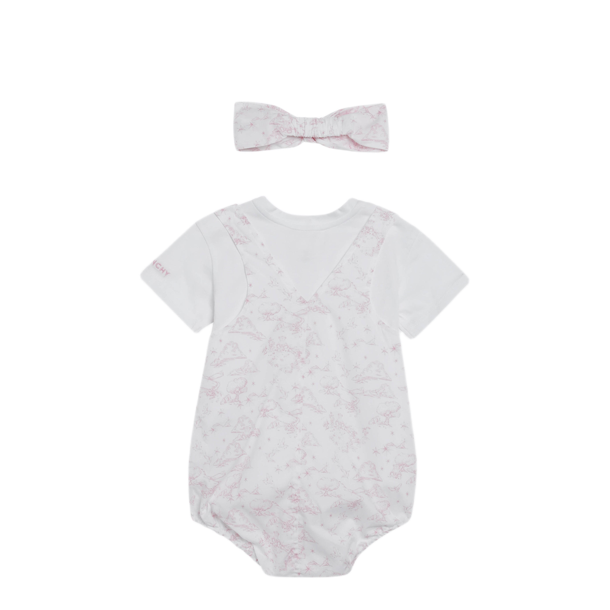 MAYFEYR - Givenchy - White Pink Cotton Romper With Headband - H31267CON54