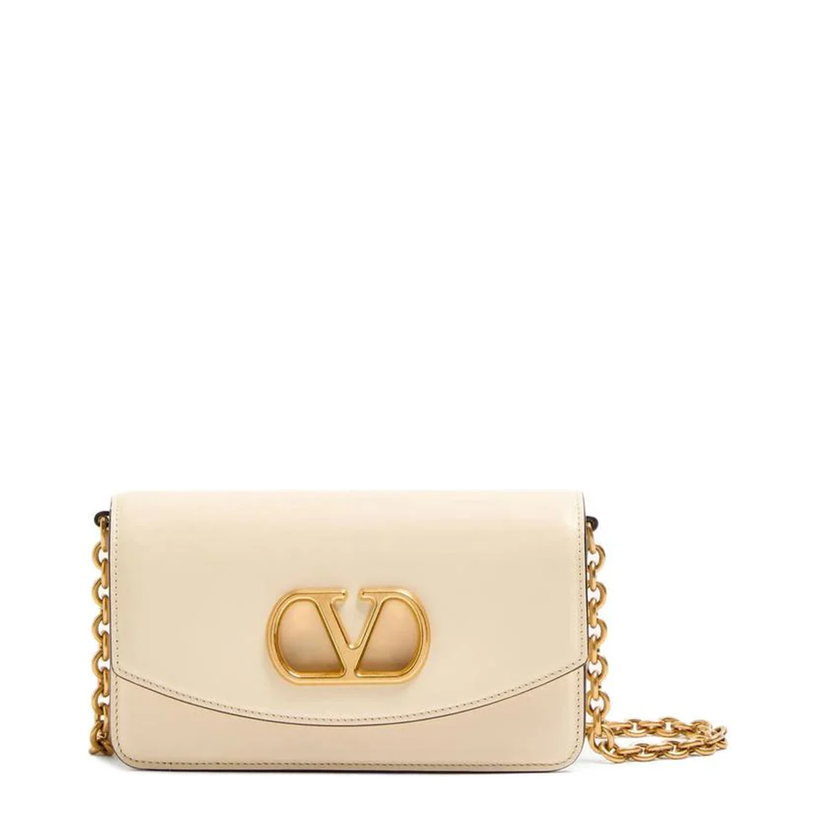 Ivory Leather Vlogo Signature Shoulder Bag