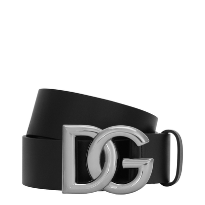 Leather Belt with Logo Buckle