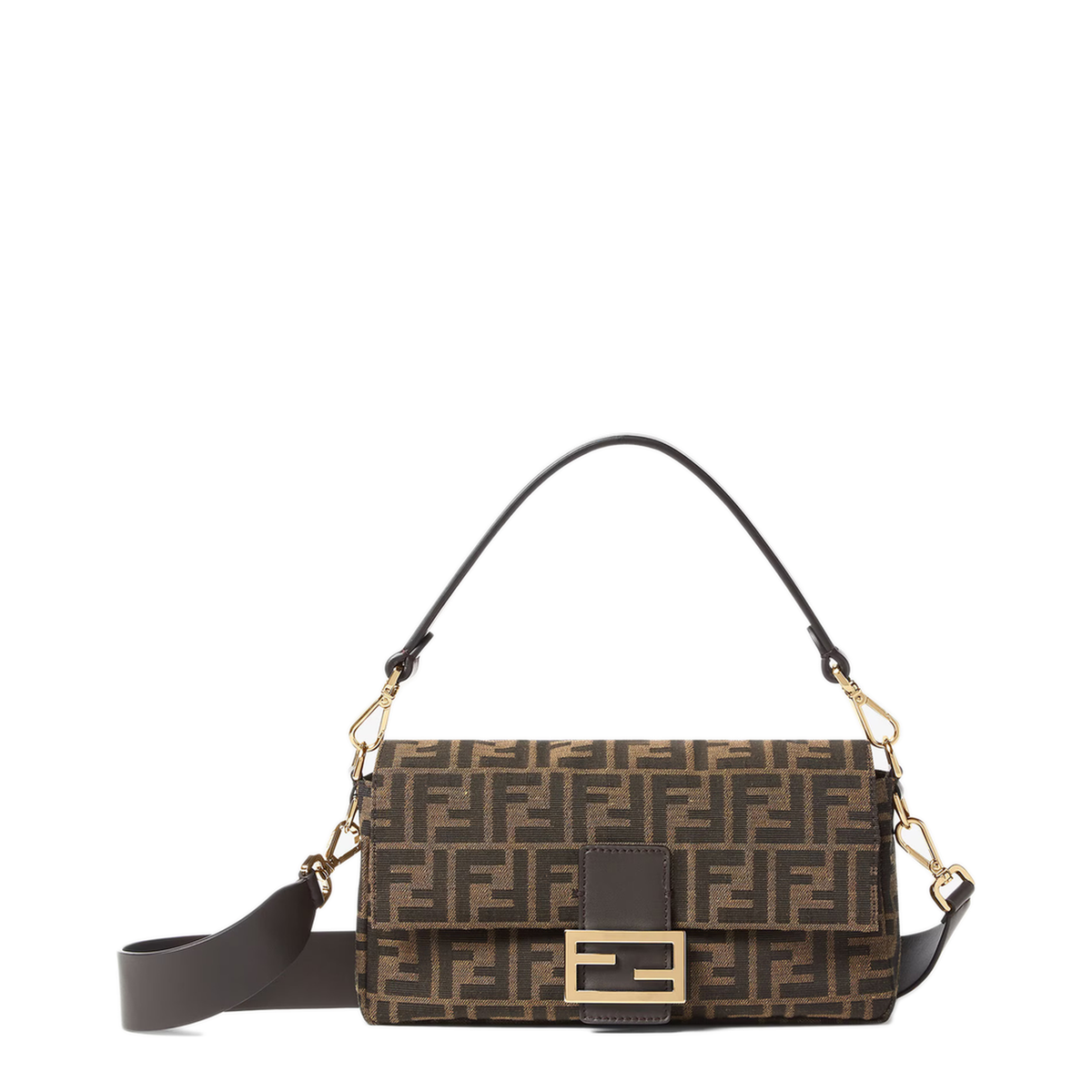 Baguette Medium FF Jacquard Shoulder Bag - Tobacco Brown