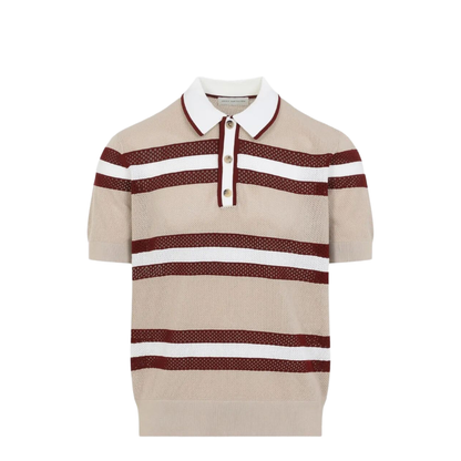 MAYFEYR - Dries Van Noten - Mercy Viscose Mesh Tricolor Striped Polo Shirt - 0212183701