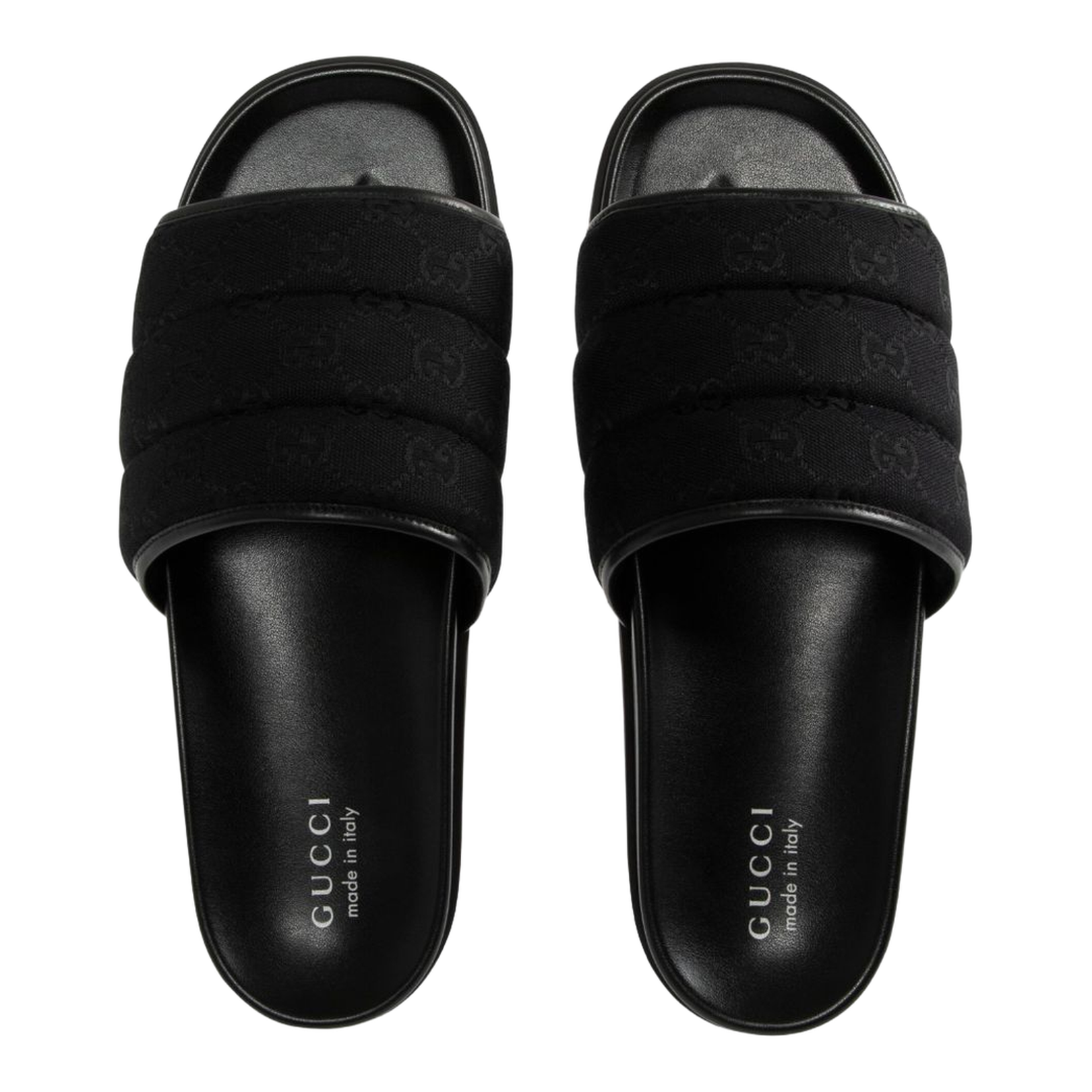 Slide Sandal in Black Padded Canvas