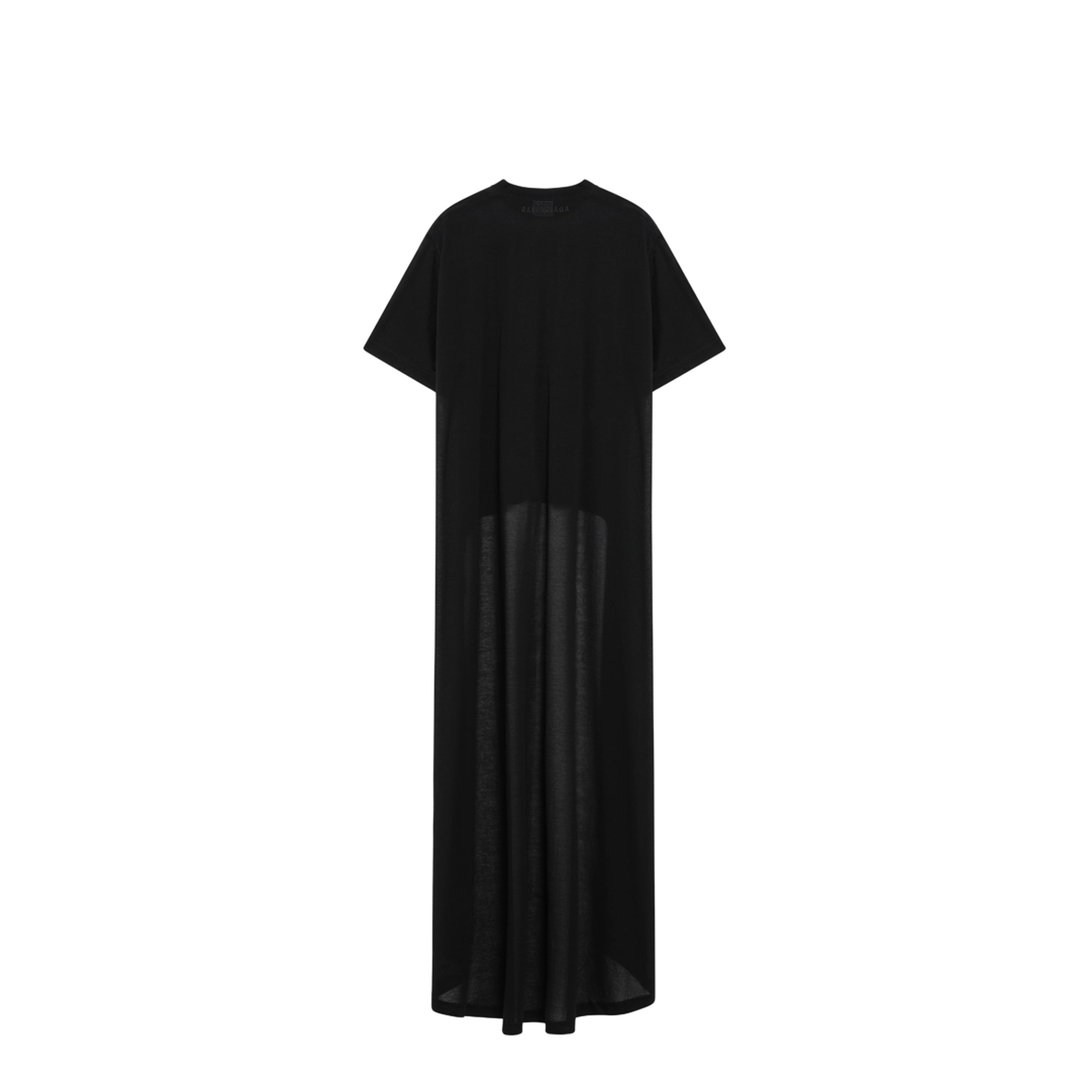 Black Maxi Train T-Shirt in Cotton Jersey
