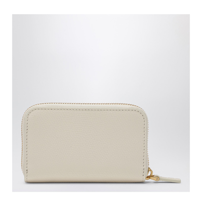VLogo Signature Mini Zip-Around Wallet In Ivory (I16)