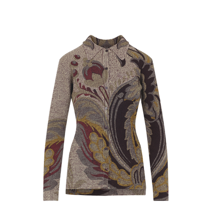 RIBBED WOOL CARDIGAN DAFFODIL MOTIF