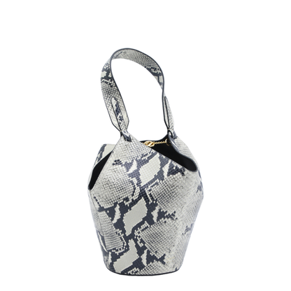 Lotus Mini Python-Embossed Calfskin Tote - Natural