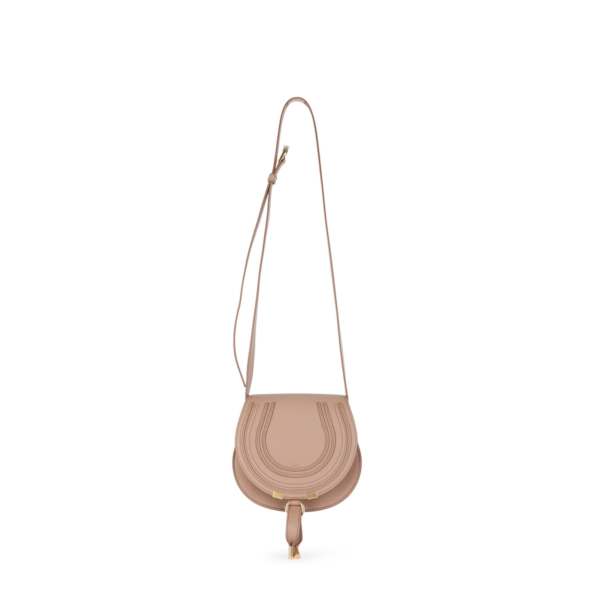 Marcie Small Calfskin Saddle Bag - Light Tan Brown