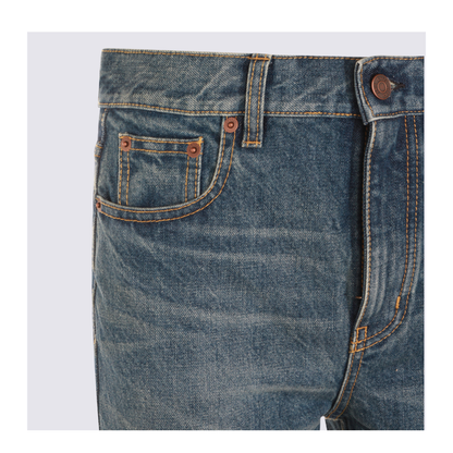 Straight-leg denim jeans
