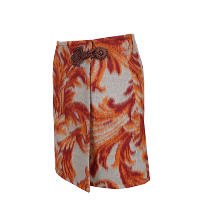 Wool-Blend Mini Skirt with Leafy Motif