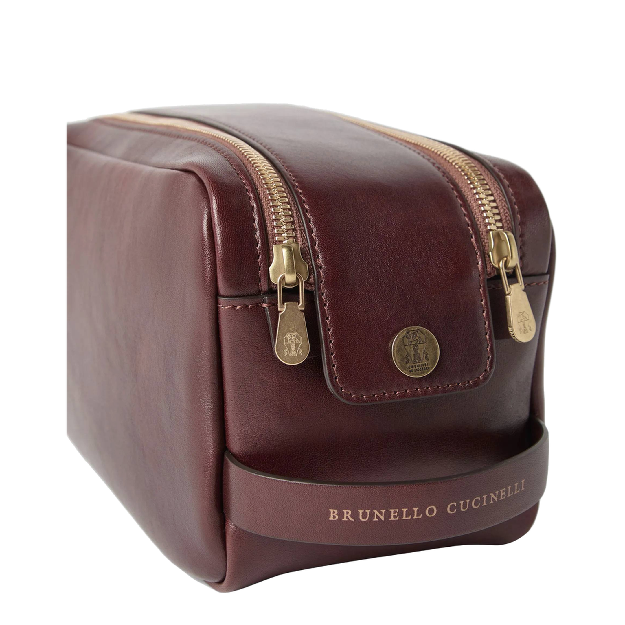 Beauty Case with Double Zipper in Burgundy