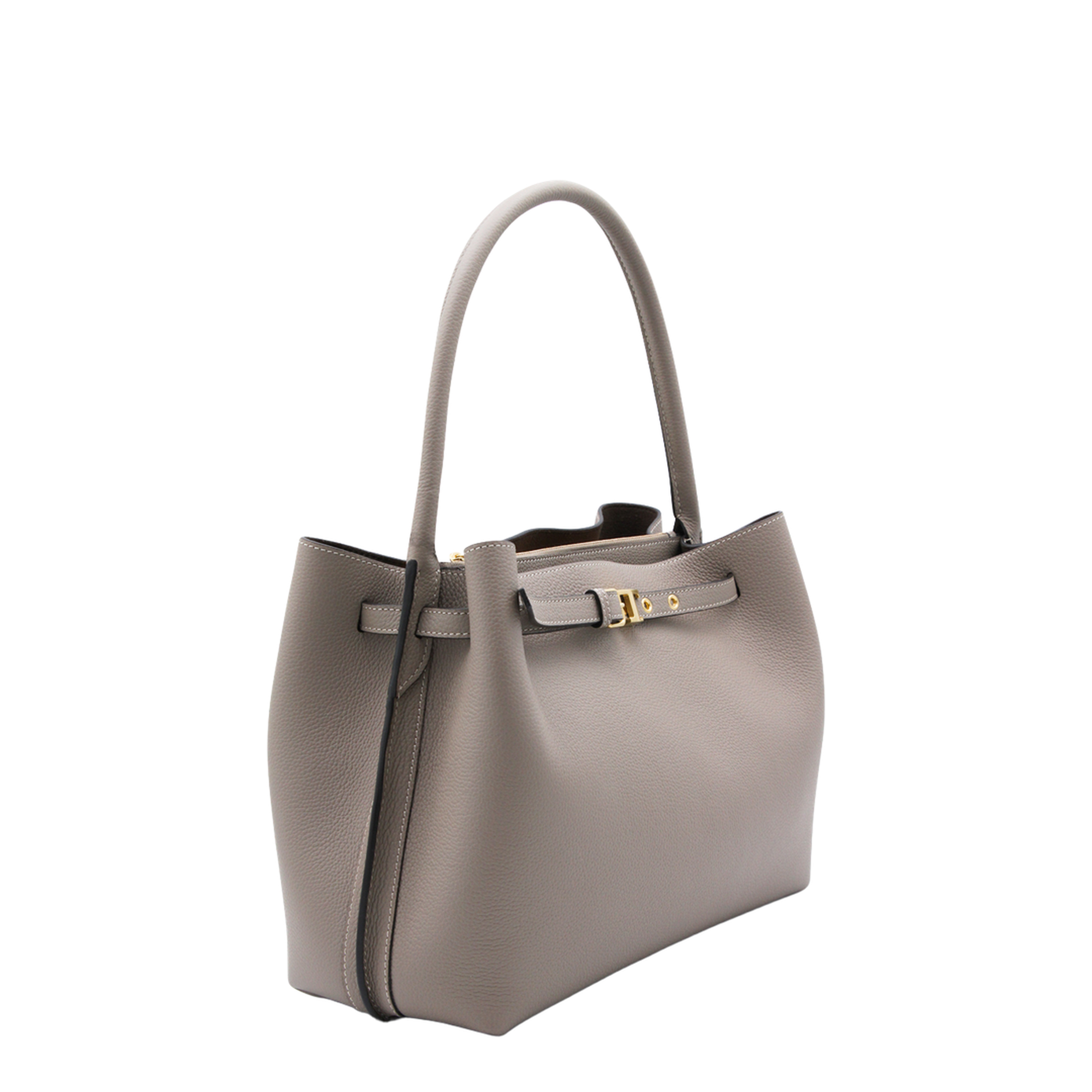 T Timeless Small Calf Leather Tote Bag - Beige Taupe