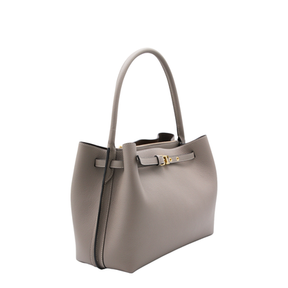 T Timeless Small Calf Leather Tote Bag - Beige Taupe
