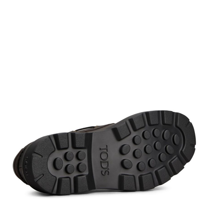 Coffee Brown Front Button Fastening Moc Stitching