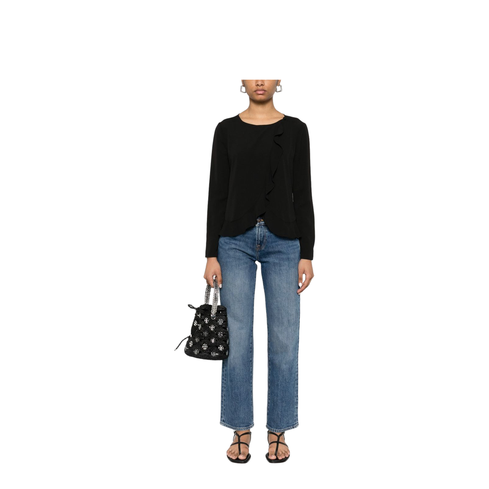 Fluid Crêpe Shirt Jacket with Ruffle