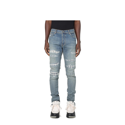 Blue 'Ma Quand' Jeans With Ripped Details On The Front And Logo Patch On The Rear In Denim