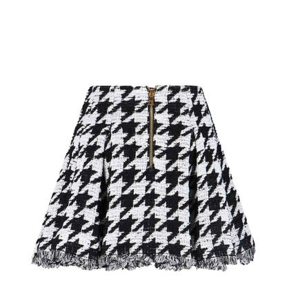 Tweed Pleated Mini Skirts Black