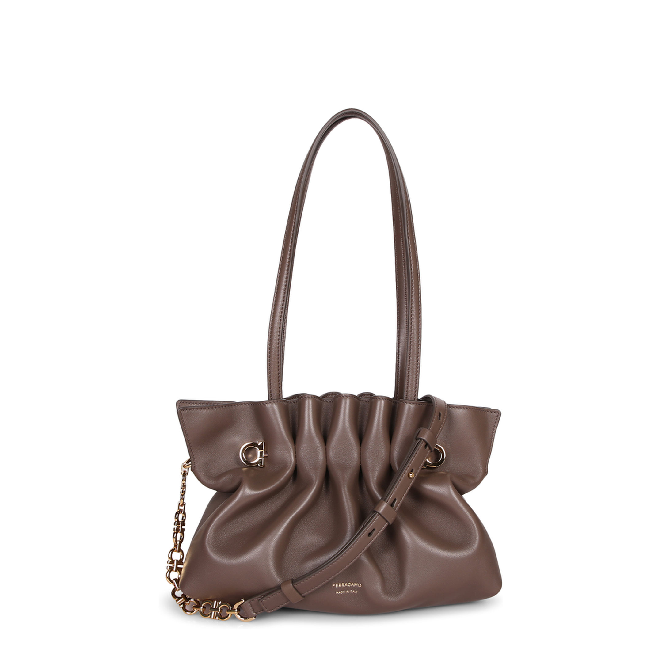 MAYFEYR - Ferragamo - High-Quality Leather. Golden Gancini Detail. Chain Shoulder Strap. - 783855219959005