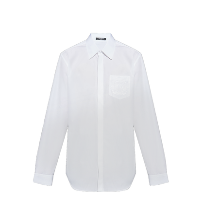 Écusson Embroidered Shirt Poplin White