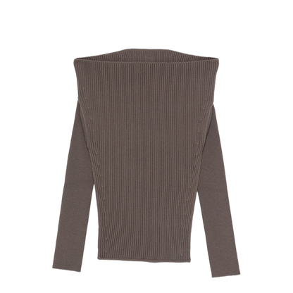 Wool Off-Shoulder Sweater in Brown