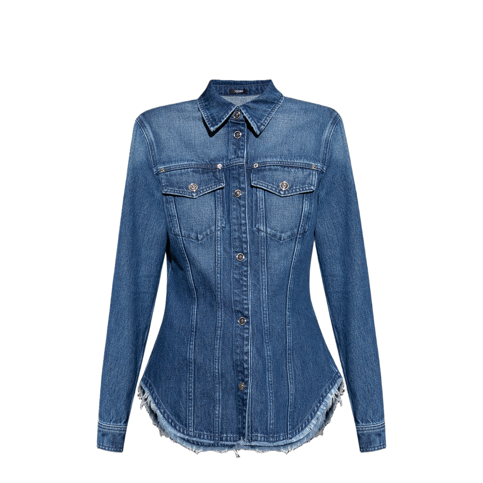 Denim Shirt With Frayed Edges