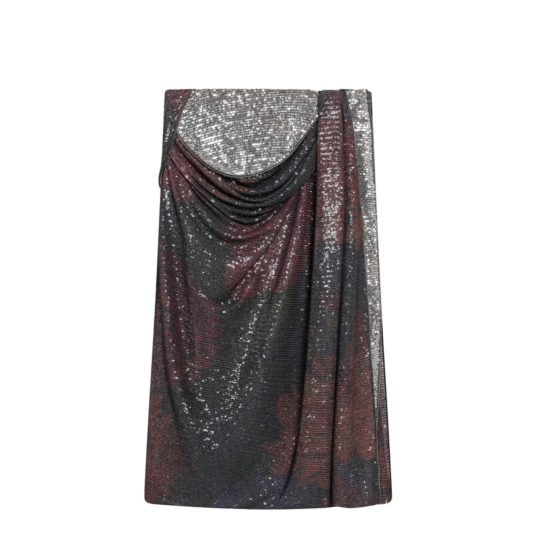MAYFEYR - Maison Margiela - Printed Draped Sequin Maxi Skirt In Blue And Burgundy - S51MI0017M20263001S