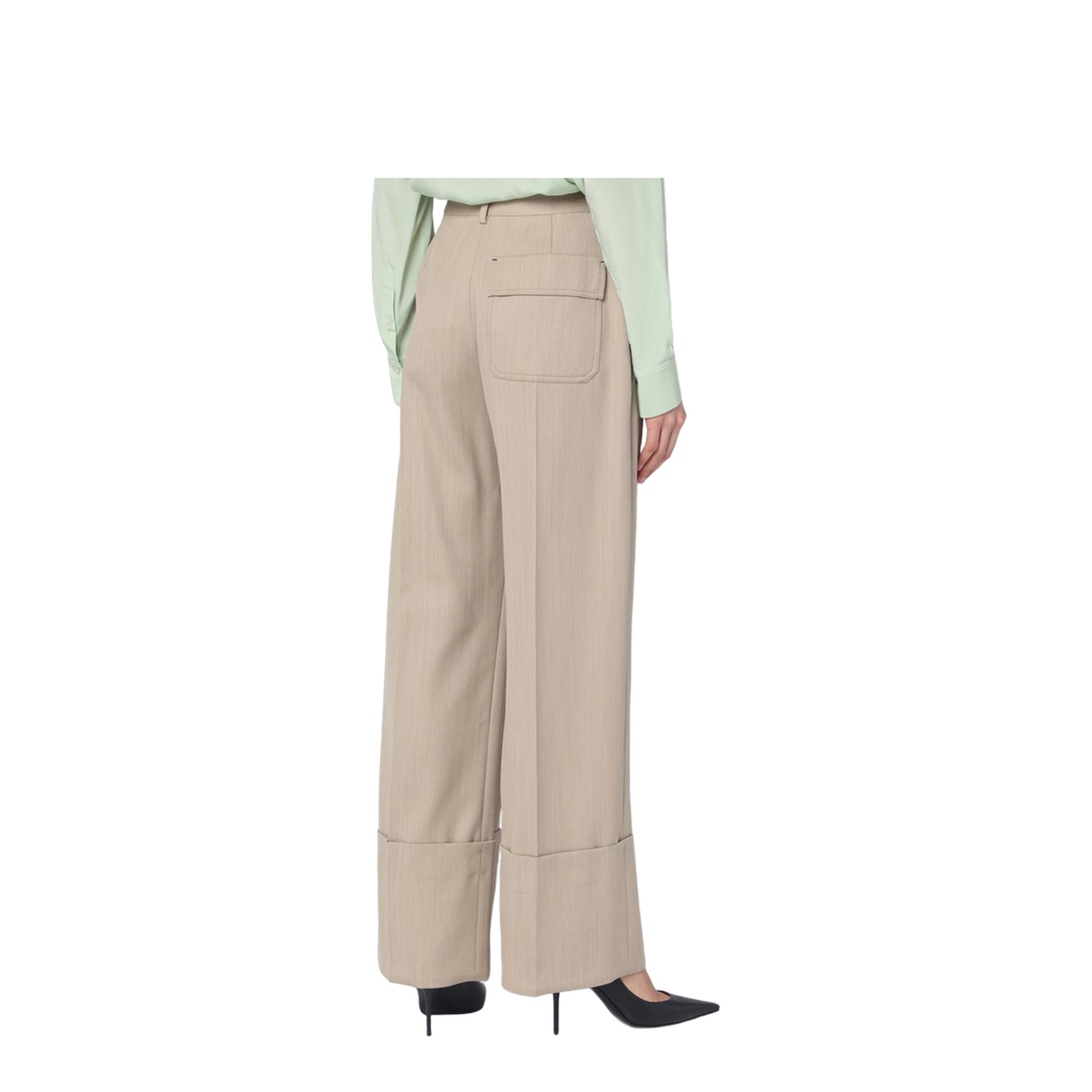 Wide Mandarin Colour Pants in Wool