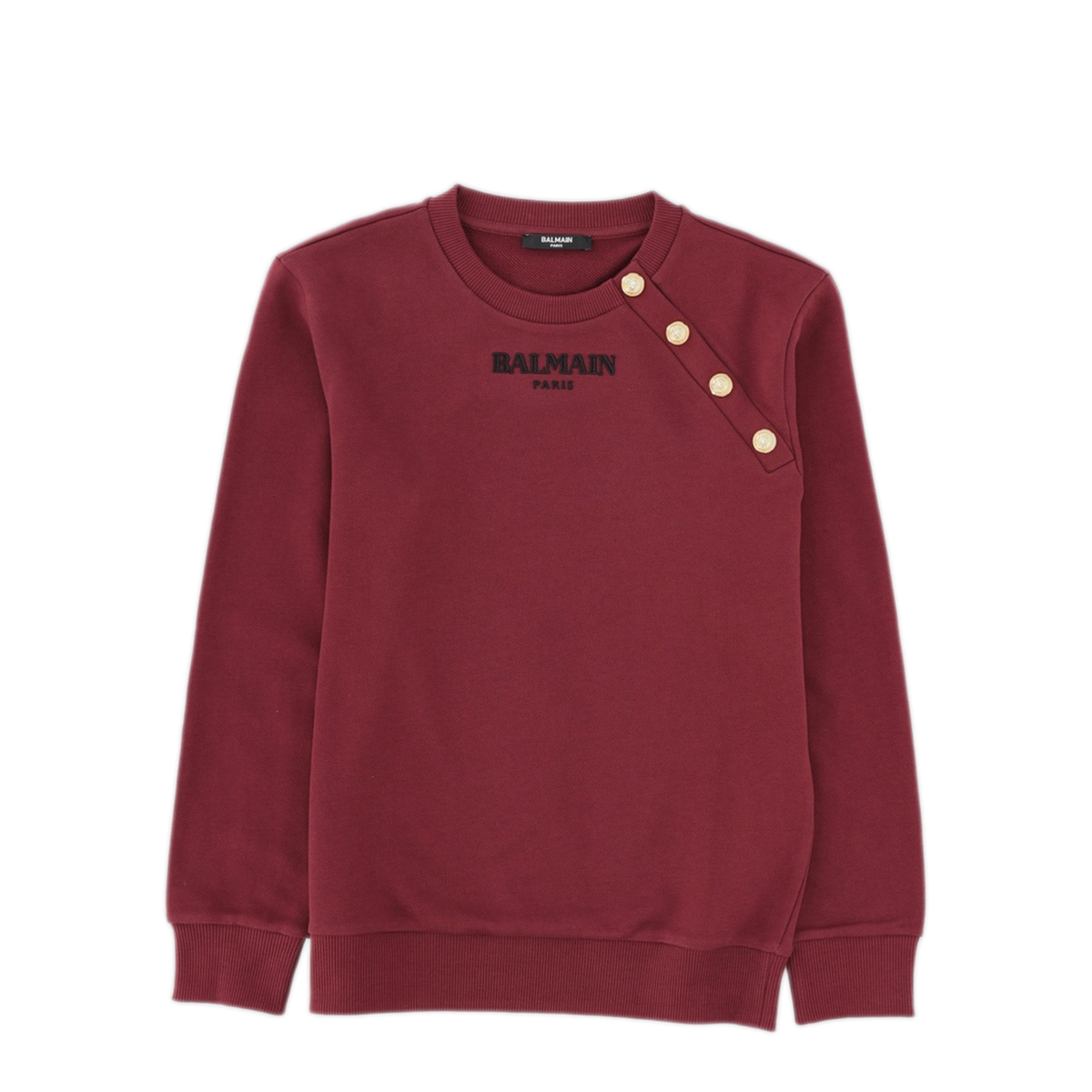 MAYFEYR - Balmain - Fleece Crewneck Sweatshirt With Buttons - BZ4I10KZ3183530OR