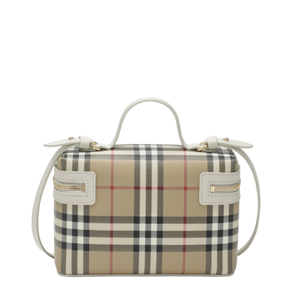 MAYFEYR - Burberry - Vanity Check Vanity Bag In Cotton Blend Beige - 8125135154367B7348