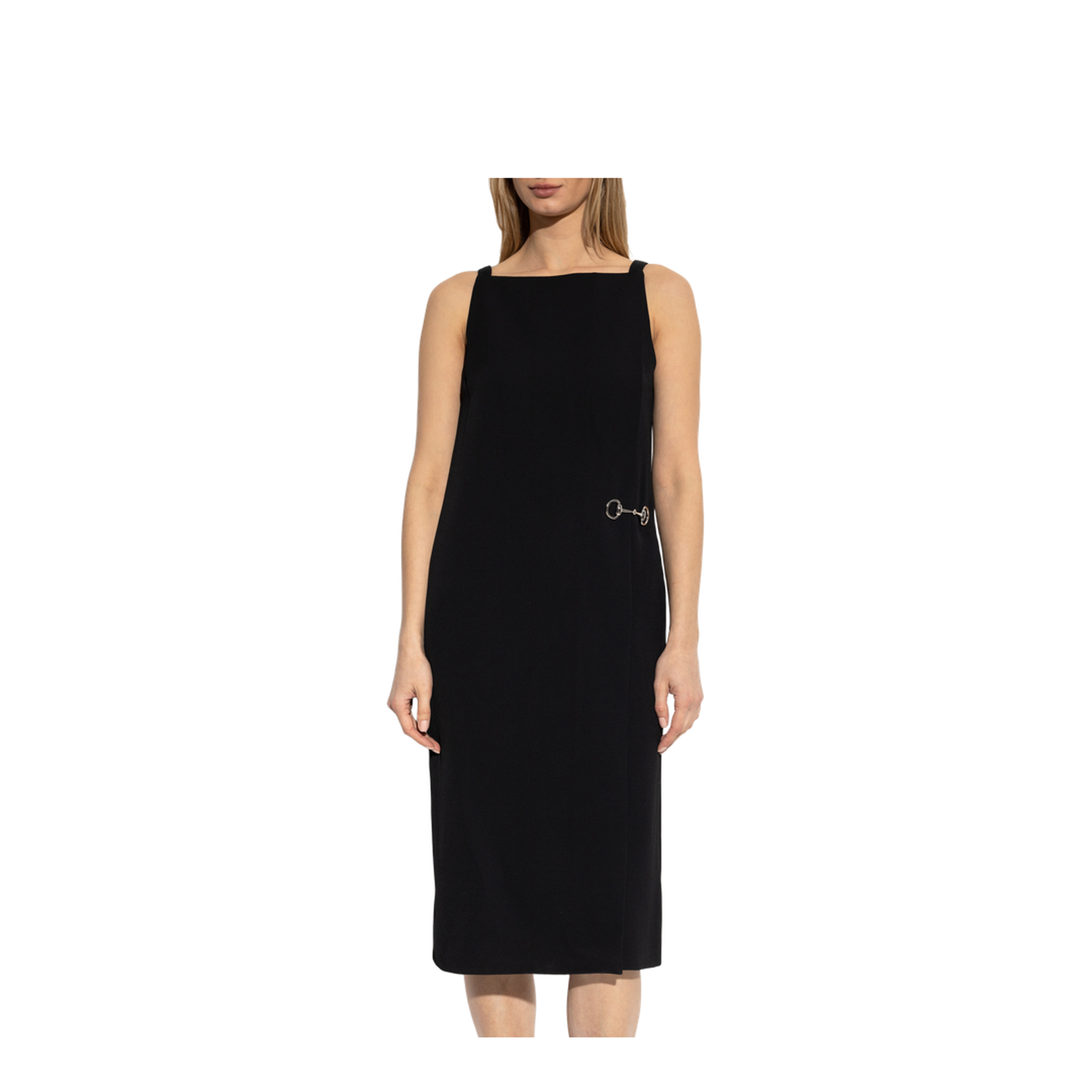 Heavy Viscose Sable Horsebit Dress in Black