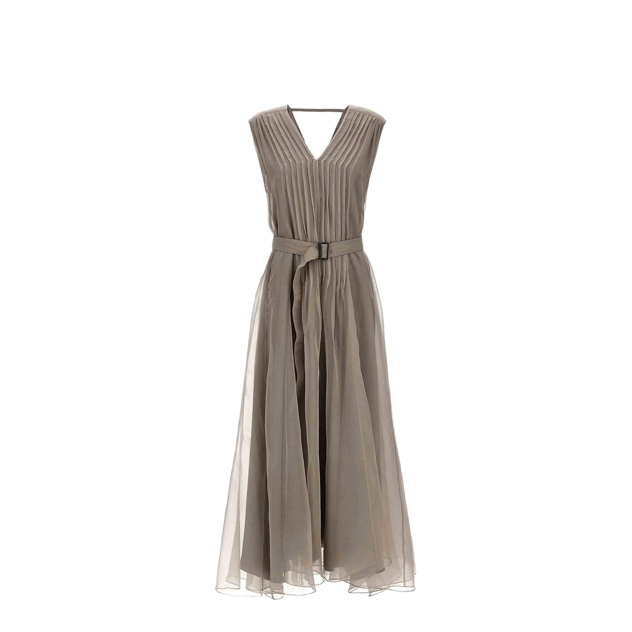 Long Silk Dress - Beige