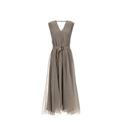 Long Silk Dress - Beige