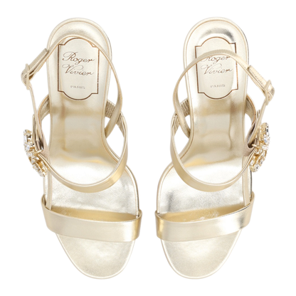 Gold Leather Efflorescence Sandals