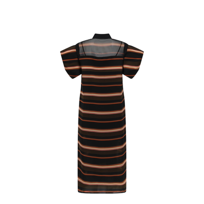 MIDI DRESS WITH HORIZONTAL STRIPE PRINT