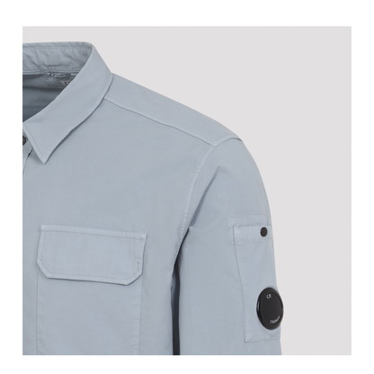 MAYFEYR - C.P. Company - Light Blue Organic Gabardine Shirt - 20CMSH706A110143G809