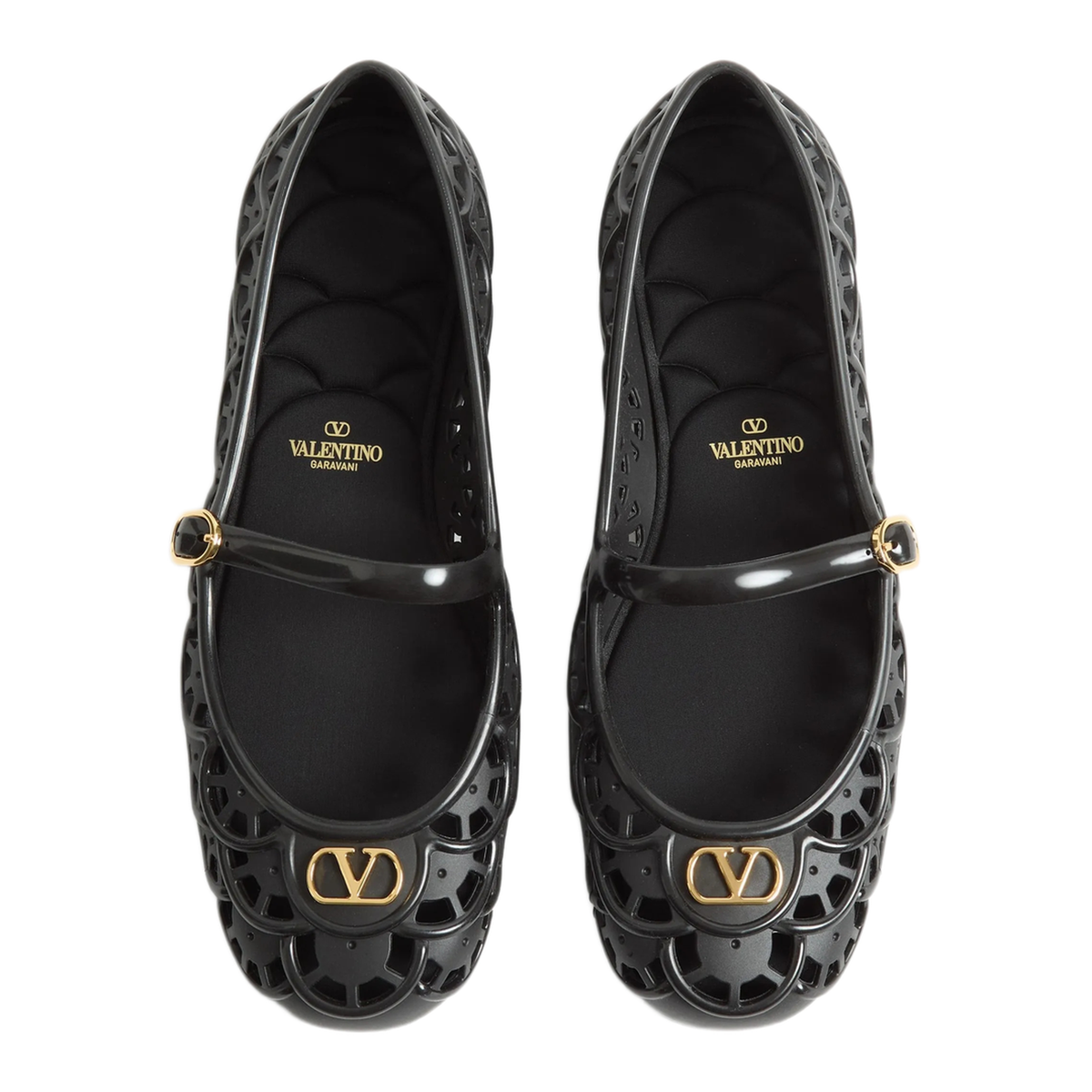 Black VLogo Signature Rubber Ballet Flats